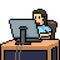 Vector pixel art home office