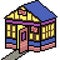 Vector pixel art house shop