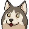 Vector pixel art husky face expression