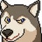 Vector pixel art husky face expression