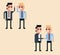 Vector pixel art illustration two businessman hi-five and handshake on light yellow background