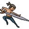 Vector pixel art kungfu swordman