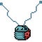 Vector pixel art ladybug robot