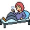 Vector pixel art man lying chill