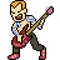 Vector pixel art man play guitar