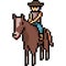 Vector pixel art man ride horse