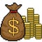 Vector pixel art money gold rich