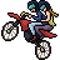 Vector pixel art motorcycle ride