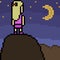 Vector pixel art mountain woman