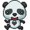 Vector pixel art panda happy