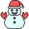 Vector pixel art santa snowman
