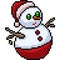 Vector pixel art santa snowman