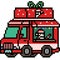 Vector pixel art santa truck