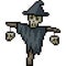 Vector pixel art scary scarecrow