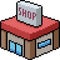 Vector pixel art small shop