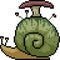 Vector pixel art snail mushroom