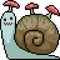 Vector pixel art snail mushroom