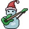 Vector pixel art snowman guitar