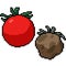 Vector pixel art tomato fresh rot