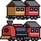 Vector pixel art train set