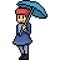 Vector pixel art umbrella girl