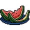 Vector pixel art watermelon bite
