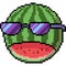 Vector pixel art watermelon face