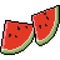 Vector pixel art watermelon piece