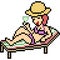 Vector pixel art woman lying chill