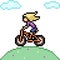 Vector pixel art woman ride bicycle