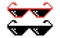 Vector Pixel Boss Glasses Icon Set in 8 bit Retro Style. Summer Meme Game Thug Design, Mafia Gangster Funky Sunglasses