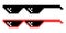 Vector Pixel Boss Glasses Icon Set in 8 bit Retro Style. Summer Meme Game Thug Design, Mafia Gangster Funky Sunglasses