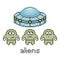 Vector pixel cute aliens and UFO