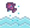 Vector pixel fish character. Pixel art style 8-bit. Illustration of pixel fingerling in water