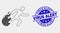 Vector Pixel Person Running Away from Fire Icon and Distress Virus Alert Seal