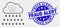 Vector Pixel Strong Rain Clouds Icon and Distress Fraud Alert Stamp Seal
