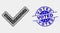 Vector Pixel Validated Tick Icon and Distress Voted Stamp