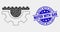 Vector Pixel Water Gear Icon and Grunge Water with Gas Stamp Seal