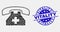 Vector Pixelated Medical Phone Icon and Grunge Vitality Stamp