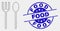 Vector Pixelated Spoon and Fork Icon and Scratched Food Seal