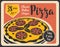 Vector pizza retro poster for pizzeria restaurant