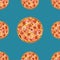 Vector pizza seamless pattern. Can be used to design menu, business cards, posters, decorating shop windows and signage