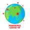 Vector Planet Earth with Coronavirus Bacteria icon in flat style isolated on white background
