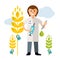 Vector Plant breeding, genetic engineering. Agriculture and Science. Flat style colorful Cartoon illustration.