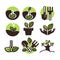 Vector plant and tree sprout vector icons set for gardening or planting