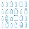 Vector plastic bottles in outline style