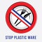 Vector plastic, dishes, bowl, knife, fork, stop sign, environment, ban, the French flag