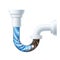 Vector plastic drain pipe clog with liquid cleaner