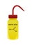 Vector plastic laboratory yellow wash bottle with acetic acid CH3COOH. Polar chemical solvent.