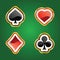 Vector play cards diamonds, clubs, hearts, and spades symbol. Casino playing cards symbol concept background